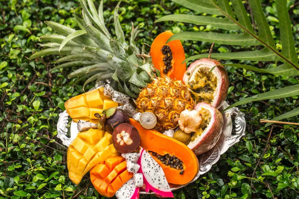 Exotic fruits on a tray