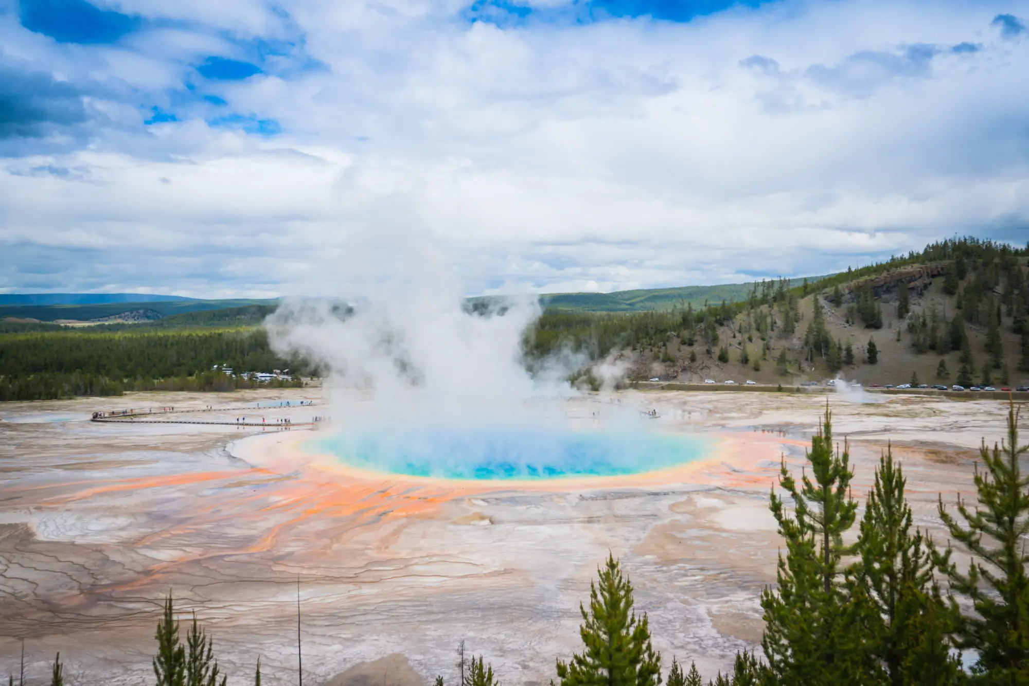 Grand Prismatic hot spring Yellowstone National Park -- natural landscape epic view in Wyoming